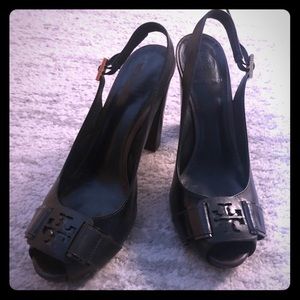 Peep toe Tory Burch black heels